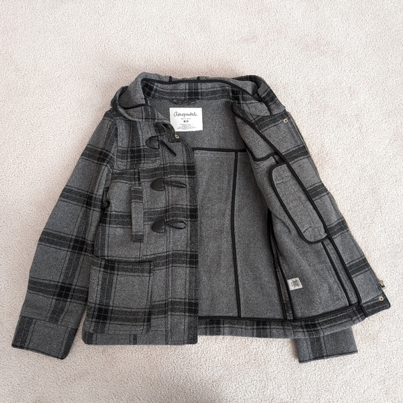 Aeropostale Gray Plaid Hooded Peacot - Picture 3 of 5